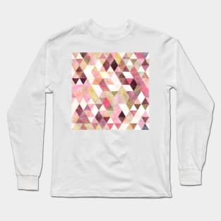 Boho Geometric Triangles Pattern Pastel Watercolor Long Sleeve T-Shirt